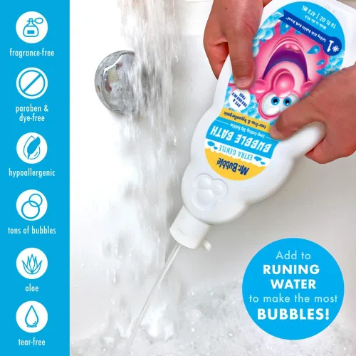Miniatura 7 de Mr. Bubble Baño de burbujas extra suave, hipoalergénico, sin desgarros, solución de baño de burbujas perfecta para pieles sensibles