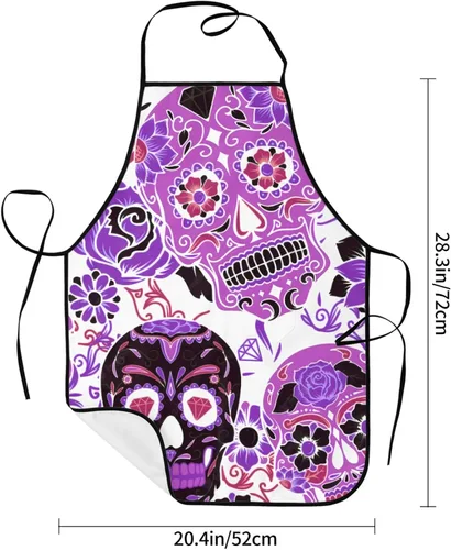 Miniatura 4 de Delantal de calavera de azúcar, delantales de cocina para hombres y mujeres, delantal de cocina, delantal de chef, delantales de jardín ajustables