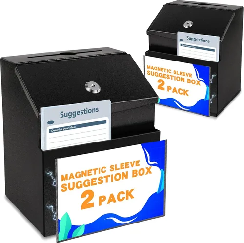Miniatura 11 de Caja de sugerencias con ranura y cerradura de metal de 8.4 x 5.8 x 7.0 pulgadas Compartimento de almacenamiento incorporado con soporte magnético