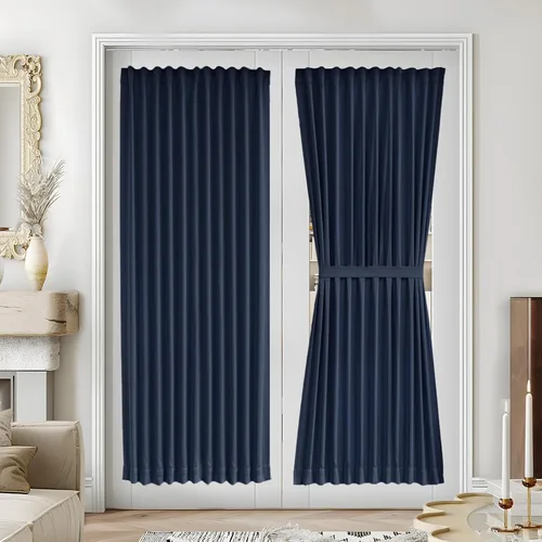 Miniatura 124 de Vatge - Cortinas autoadhesivas para puerta francesa, tratamiento de ventana con filtro de luz sin varillas ni perforaciones para puertas de cristal
