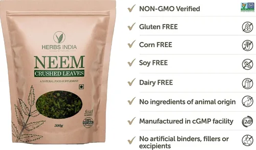 Miniatura 6 de Hojas de neem trituradas (no en polvo), bueno para hacer té fresco de hojas de neem 21.16 oz (21.2 onzas), suplementos herbales - HerbsIndia