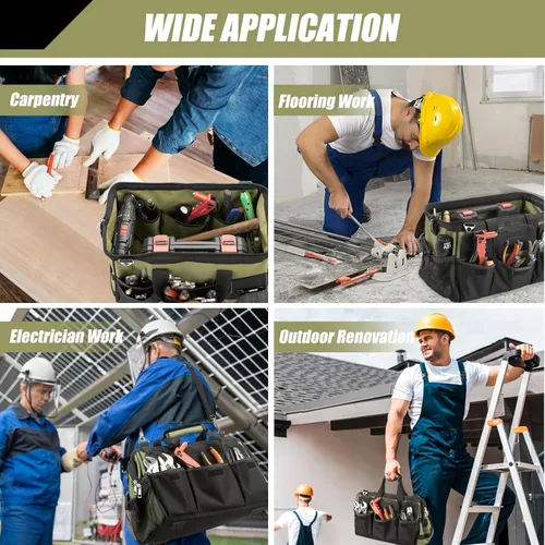 Miniatura 6 de Bolsa de herramientas, organizador plegable de 16 pulgadas con parte superior abierta para un fácil acceso a las herramientas, construcción