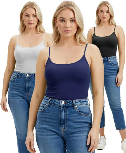 Miniatura 56 de Emmalise Camisola larga casual básica para mujer, con tirantes ajustables, top en capas
