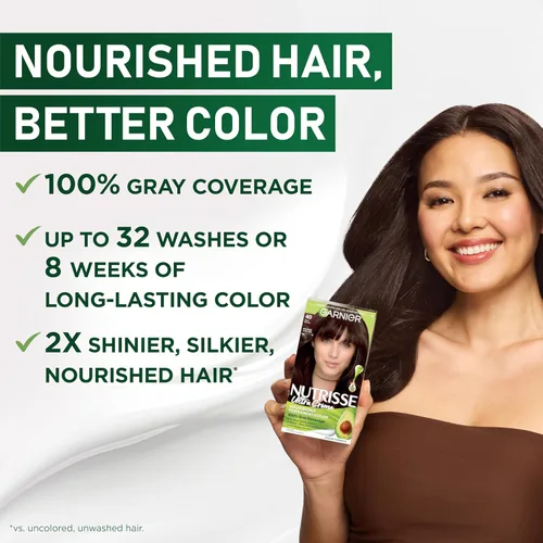 Miniatura 4 de Garnier Nutrisse - Tinte en crema nutritiva para el cabello, 30 marrón oscuro (Sweet Cola), tinte permanente para el cabello, 2