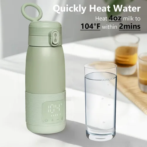 Miniatura 3 de Calentador de biberones portátil para viajes, carga súper rápida y calentamiento de 5 minutos para leche materna, fórmula y agua, gran capacidad