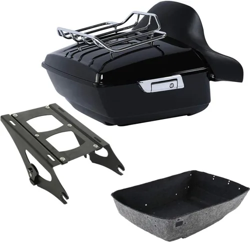 Miniatura 10 de TCMT King Caja de Maletero de Motocicleta con Respaldo Portaequipajes Soporte de Montaje 2 Up Compatible con Harley 2014-2025 Touring CVO Road King