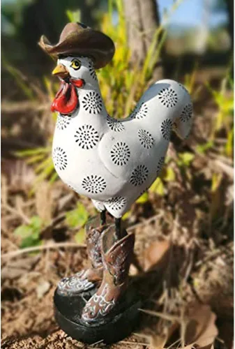 Miniatura 8 de LIFFY Estatua de jardín de gallo al aire libre, 10.5 pulgadas de resina para interiores, decoración del hogar, estatua de animales de granja