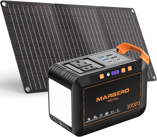 Miniatura 10 de MARBERO Generador solar de 88.8 Wh con panel solar de 21 W incluido estación de energía portátil 80 W 110 V 120 W máximo para acampar al aire libre