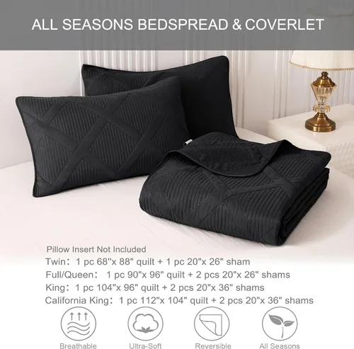 Miniatura 6 de Exclusivo Mezcla Juego de Edredón Tamaño Twin con Patrón de Rayas Moderno, Juego de Ropa de Cama de Edredones Negros Ligeros de 2 Piezas, Cubrecamas