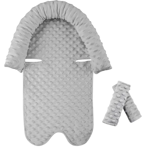 Miniatura 8 de Pea Pod Reposacabezas para Asiento de Coche para Bebés y Recién Nacidos con Fundas para Correas Ultra Suave de Tela de Minky con Puntos para Asiento
