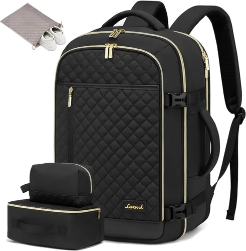 Miniatura 9 de LOVEVOOK - Mochila para laptop con bolso para mujer, mochila de viaje de moda, aprobada por aerolíneas, Beige, Mochilas de viaje