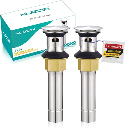 Miniatura 10 de Desagüe emergente para fregadero de baño con rebosadero - Se ajusta a agujeros de 1-5/8" a 2", acero inoxidable 304 para tocador/fregadero