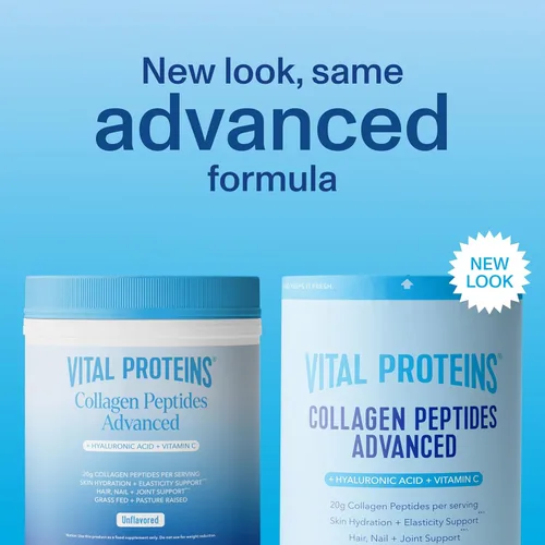 Miniatura 2 de Vital Proteins - Péptidos de colágeno en polvo avanzados con ácido hialurónico y vitamina C, suplementos de colágeno, sin sabor, 12 porciones