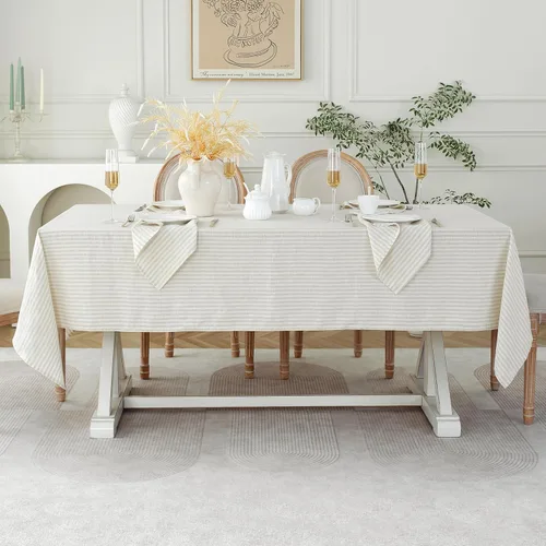 Miniatura 55 de Linen World - Mantel de lino de otoño de 55 x 55 pulgadas, mantel rectangular lavable de lino francés para comedor, al aire libre, bodas