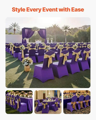 Miniatura 179 de VEVOR 150 fundas blancas para sillas de poliéster y elastano, fundas elásticas para bodas, fiestas, comedor, banquetes, sin pinzas, 150