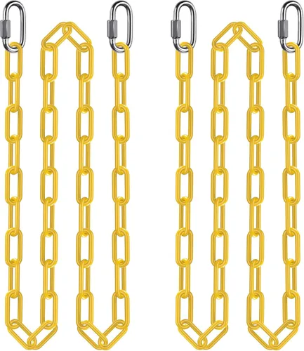 Miniatura 7 de 2 cadenas de columpio de 100 pulgadas con mosquetones, capacidad de 1000 libras, cadenas colgantes recubiertas resistentes, cadenas colgantes