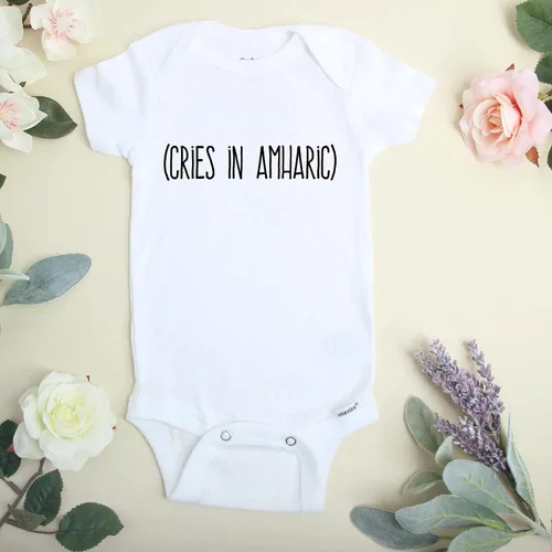 Miniatura 2 de Cries In Amharic - Body para bebé, divertido anuncio de embarazo, ropa de bebé etíope, body de bebé etíope, talla 0-3 M