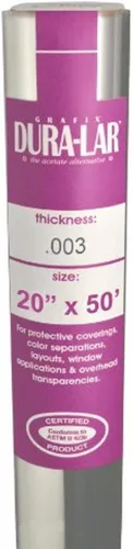 Miniatura 49 de Grafix Dura-Lar Película de 0.002", Ultra Transparente, Brillante 40" x 50', Material, Alternativa de Mylar/Acetato para, Plantillas y Plantillas