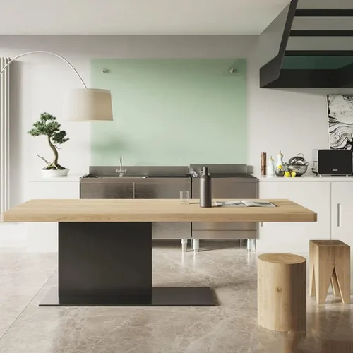 Miniatura 2 de Escritorio de computadora de madera maciza para oficina en casa, mesa de comedor de estilo industrial moderno, patas de metal fuertes, mesa de pino