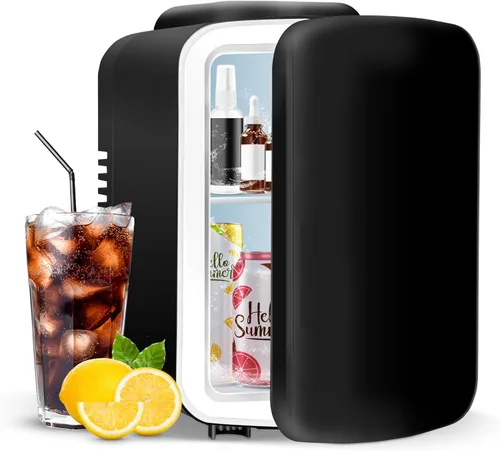 Miniatura 16 de YSSOA - Mini refrigerador con ventana de observación 4 litros, seis latas de 12 onzas, calentador y enfriador portátil, refrigerador compacto, 100%