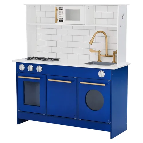 Miniatura 14 de Teamson Kids Little Chef Charlotte - Cocina Moderna Modular Interactiva de Madera para Jugar con Refrigerador, Estufa y Lavabo en Gris con Acentos