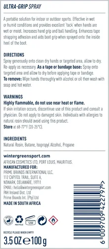 Miniatura 2 de Wintergreen Ultra Grip Aerosol en Spray de 3.5 Fl Oz - Adhesivo de Resina Natural, Mejora el Manejo del Balón, Recepciones de Fútbol Americano, Seda