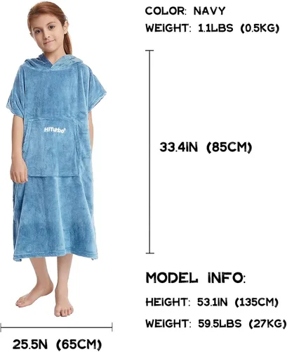 Miniatura 3 de Hiturbo Toalla de cambio de toalla para niños: toallas de baño de felpa suave, sudadera con capucha cálida de forro polar coral, poncho de surf