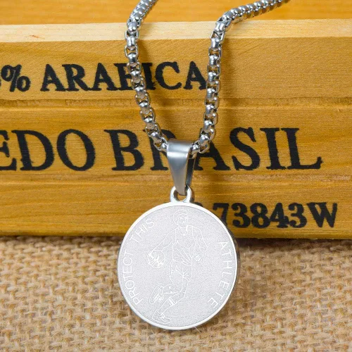 Miniatura 3 de Collar de San Sebastián Collar de acero inoxidable de 1 pulgada para béisbol, fútbol, baloncesto, fútbol y deportes, Metal, no aplica