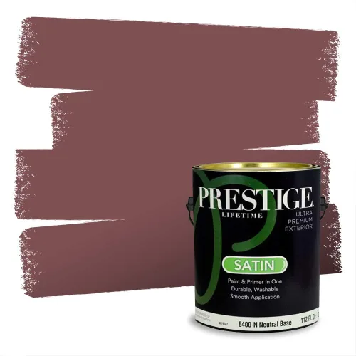 Miniatura 724 de Prestige Paints Pintura exterior e imprimación en uno, 1 galón, plano, coincidencia comparable de Valspar* Amber Rose*