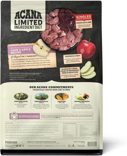 Miniatura 2 de ACANA Singles Alimento Seco para Perros de Ingrediente Limitado Sin Granos Alto en Proteínas Receta de Cordero y Manzana Bolsa de 4.5lb