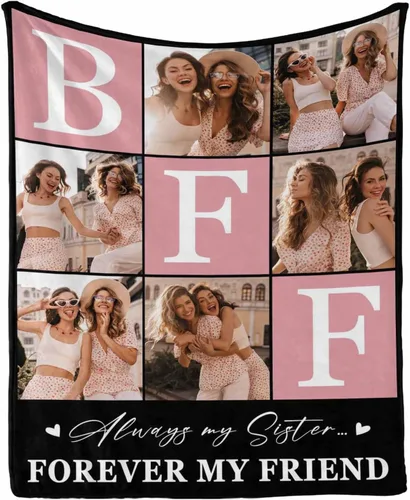Miniatura 19 de Regalos de cumpleaños para mujeres, manta de amistad personalizada con tus fotos, manta personalizada con mis propias imágenes para hermanas