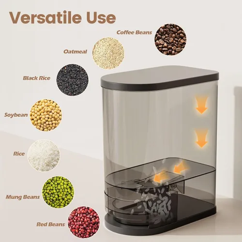 Miniatura 2 de SYNCVIBE Dispensador grande de arroz de 22 a 25 libras, dispensador de cereales, contenedor de almacenamiento de alimentos con taza medidora, Negro