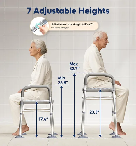 Miniatura 3 de Bluelog Elevadores de asiento de inodoro para personas mayores, asiento de inodoro elevado ajustable de 6 pulgadas de ancho y 7 pulgadas de altura