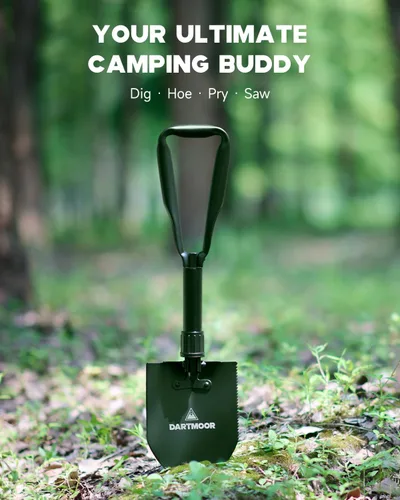 Miniatura 2 de DARTMOOR Pala de campamento, pala plegable más grande de 24 pulgadas con borde de sierra, pala de nieve portátil de supervivencia al aire libre