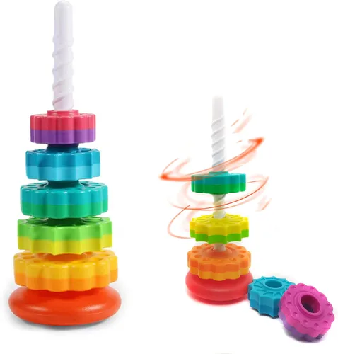 LBAIBB (1 pieza de juguete de apilar y girar, juguete giratorio para niños pequeños de 1 a 3 años, juguetes sensoriales para niños pequeños de 1 a 3