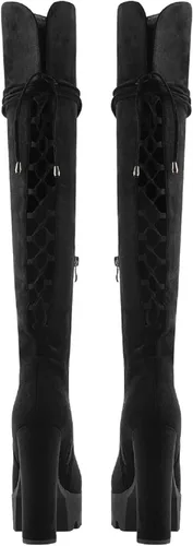 Miniatura 5 de Richealnana Botas altas hasta la rodilla con plataforma y cordones con cremallera lateral para mujer
