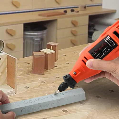 Miniatura 7 de GOXAWEE Kit de herramientas rotativas con portabrocas sin llave y eje flexible, herramienta eléctrica multiusos de velocidad variable y 140