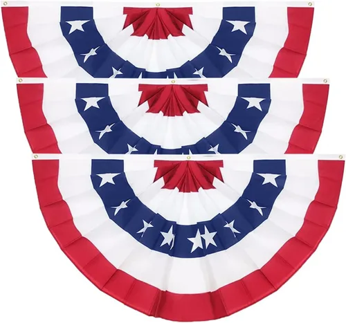 Bandera de abanico plisada de Estados Unidos de 3 x 6 pies, bandera patriótica de Estados Unidos, bandera de medio abanico para decoración del 4 de