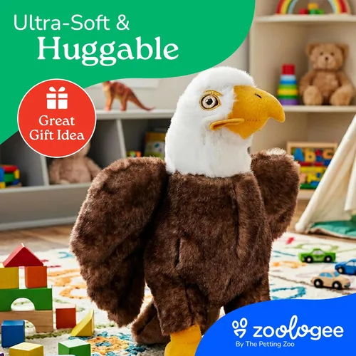 Miniatura 7 de The Petting Zoo Peluche de águila calva, regalos para niños, animales de vida silvestre Earth Keeperz, juguete de peluche de águila calva marrón