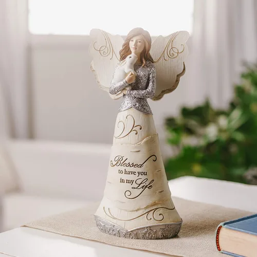 Miniatura 59 de Pavilion Gift Company 82433 Bless This Home - Figura de ángel ébano de 6 pulgadas, color crema