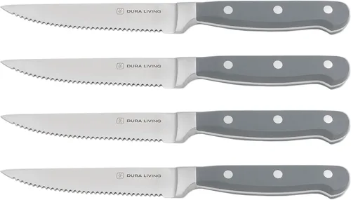 Miniatura 22 de DURA LIVING Cuchillo Santoku de 7 pulgadas, hoja de acero inoxidable de alto carbono afilada, mango remachado ergonómico forjado, cuchillo de chef