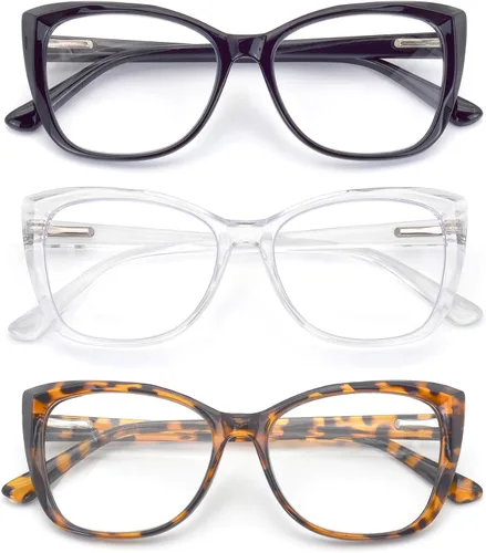 Miniatura 8 de 3-Pack Reading Glasses for Women Style Frame Spring Hinge Clear Lens Readers Glasses