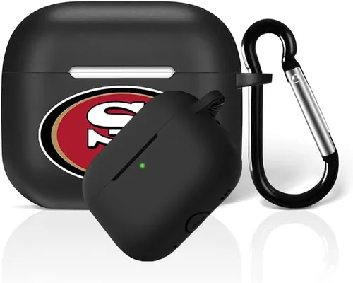 Miniatura 32 de Funda protectora de silicona para 49ers compatible con AirPods de 1ª/2ª generación, funda de carga, llavero