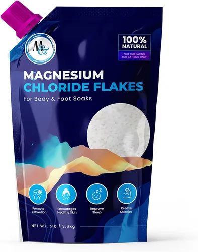 Sales de baño de escamas de magnesio del Mar Muerto | Suplemento de magnesio premium Sales de baño (5 libras)