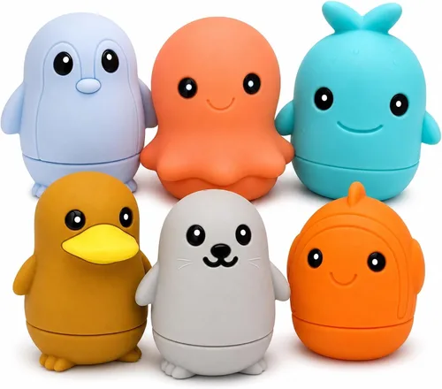 Juguetes de baño de silicona, Se abre para la limpieza, Juguetes de baño para bebés de 9 meses, Juguetes de baño para niños pequeños 1-3, Juguetes
