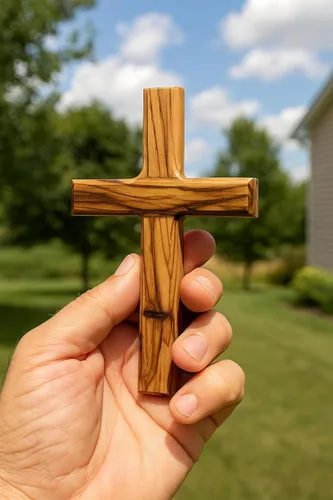 Miniatura 6 de Cruz de pared de madera de olivo de Zuluf de Belén 12 cm Hecha a mano, decoración cristiana y católica, regalo navideño para colgar en la pared