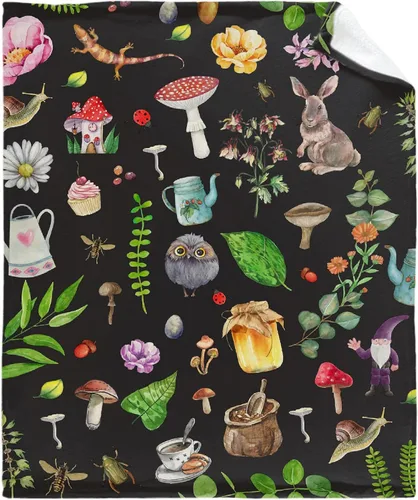 Miniatura 14 de Manta de hongos, ultra suave, cálida y ligera, de franela de forro polar con microhongos, para cama, sofá, regalo de viaje, decoración de hongos