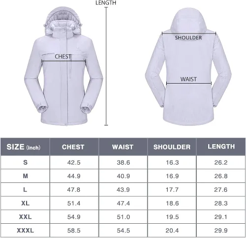 Miniatura 7 de CAMEL CROWN - Chamarra de esquí para mujer, impermeable, con capucha desmontable, rompevientos, forro polar, parka para lluvia