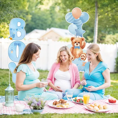 Miniatura 6 de 2 juegos de letreros de jardín de plástico para baby shower con estacas, decoraciones al aire libre para revelación de género, letrero de césped