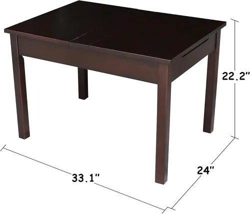 Miniatura 2 de IC International Concepts Mesa juvenil con tapa elevable, almacenamiento oculto, construcción de madera duradera, ideal para salas